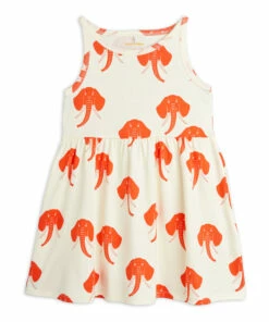 Organic Cotton Elephant Dress Orange Mini Rodini Fashion Baby, Children