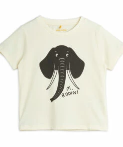 Organic Cotton Elephant T-shirt Ecru Mini Rodini Fashion Baby, Children