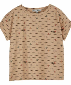 Organic Cotton Fish T-shirt Beige Emile et Ida Fashion Baby, Children