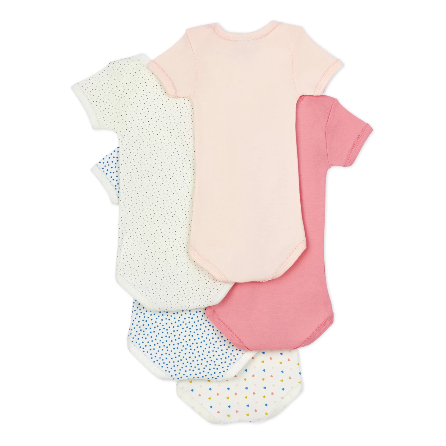 Organic Cotton Floral Baby Bodysuits - Set of 5 White Petit Bateau Fashion Baby 3 Organic Cotton Floral Baby Bodysuits - Set of 5 White Petit Bateau Fashion Baby - Image 3