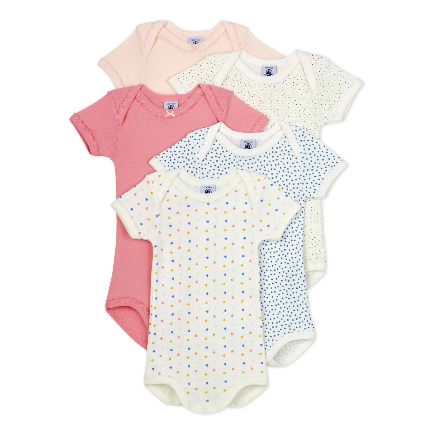 Organic Cotton Floral Baby Bodysuits - Set of 5 White Petit Bateau Fashion Baby 1 Organic Cotton Floral Baby Bodysuits - Set of 5 White Petit Bateau Fashion Baby