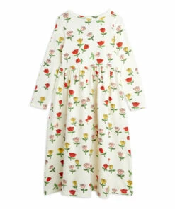 Organic Cotton Floral Dress Ecru Mini Rodini Fashion Baby, Children -Baby Tops Elegant Store organic cotton floral dress ecru mini rodini fashion baby children 2