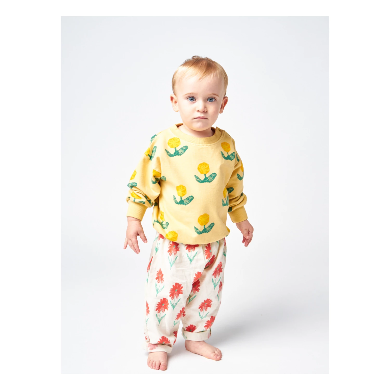 Organic Cotton Floral Sweatshirt Yellow Bobo Choses Fashion Baby 2 Organic Cotton Floral Sweatshirt Yellow Bobo Choses Fashion Baby - Image 2