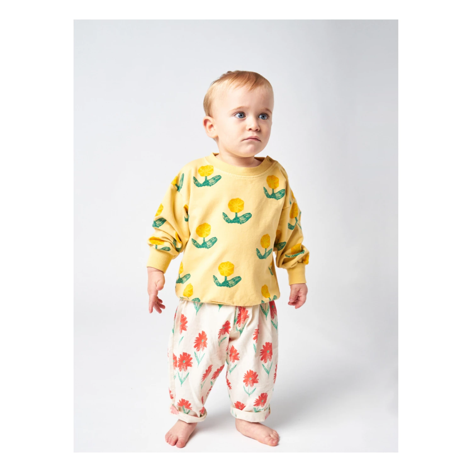 Organic Cotton Floral Sweatshirt Yellow Bobo Choses Fashion Baby 3 Organic Cotton Floral Sweatshirt Yellow Bobo Choses Fashion Baby - Image 3