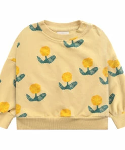 Organic Cotton Floral Sweatshirt Yellow Bobo Choses Fashion Baby