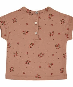 Organic Cotton Floral T-shirt Dusty Pink Emile et Ida Fashion Baby, Children -Baby Tops Elegant Store organic cotton floral t shirt dusty pink emile et ida fashion baby children 2