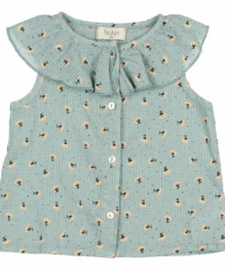 Organic Cotton Floral Top Green water Búho Fashion Baby