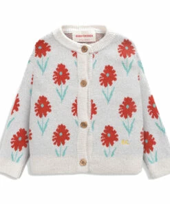 Organic Cotton Flower Cardigan Ecru Bobo Choses Fashion Baby