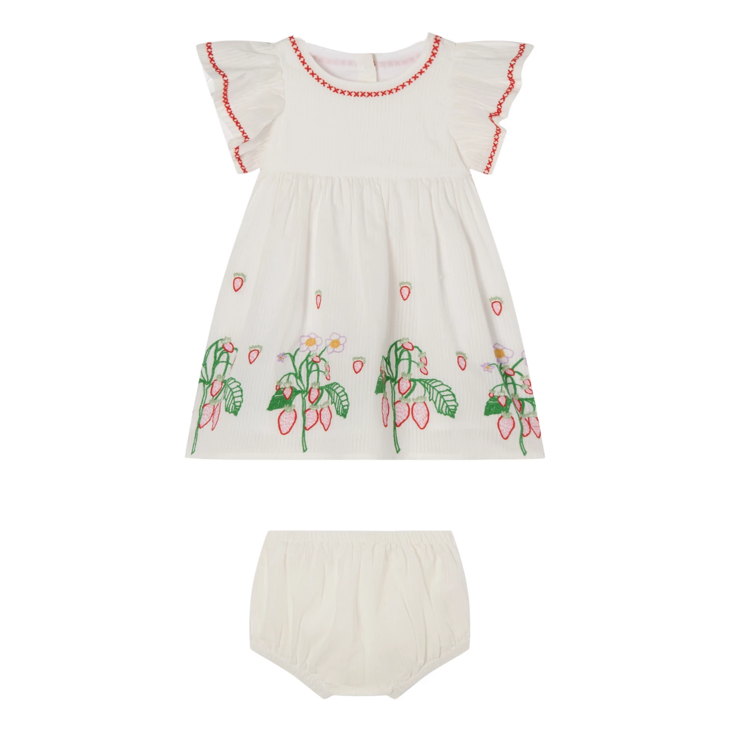 Organic Cotton Flower Dress + Bloomers White Stella McCartney Kids Fashion Baby 1 Organic Cotton Flower Dress + Bloomers White Stella McCartney Kids Fashion Baby