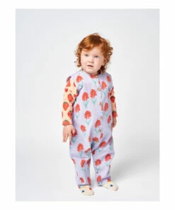 Organic Cotton Flower Jumpsuit Mauve Bobo Choses Fashion Baby -Baby Tops Elegant Store organic cotton flower jumpsuit mauve bobo choses fashion baby 2