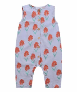 Organic Cotton Flower Jumpsuit Mauve Bobo Choses Fashion Baby