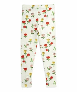 Organic Cotton Flower Leggings Off white Mini Rodini Fashion Baby, Children -Baby Tops Elegant Store organic cotton flower leggings off white mini rodini fashion baby children 2