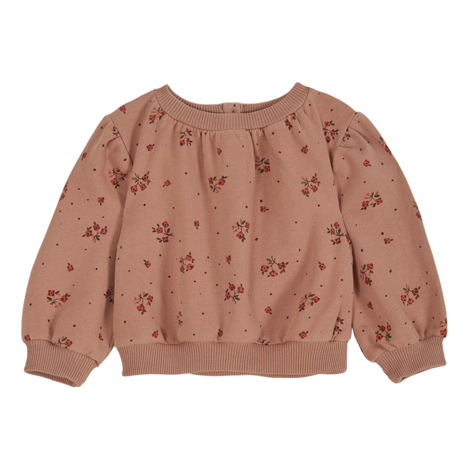 Organic Cotton Flower Sweatshirt Dusty Pink Emile et Ida Fashion Baby, Children 2 Organic Cotton Flower Sweatshirt Dusty Pink Emile et Ida Fashion Baby, Children - Image 2