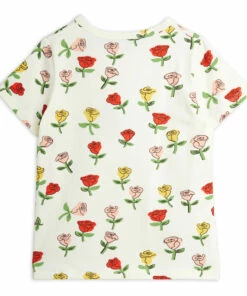 Organic Cotton Flower T-shirt Ecru Mini Rodini Fashion Baby, Children 5 Organic Cotton Flower T-shirt Ecru Mini Rodini Fashion Baby, Children -Baby Tops Elegant Store organic cotton flower t shirt ecru mini rodini fashion baby children 2