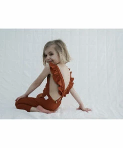 Organic Cotton Frill Jumpsuit Rust Bamboo Baby Fashion Baby 6 Organic Cotton Frill Jumpsuit Rust Bamboo Baby Fashion Baby -Baby Tops Elegant Store organic cotton frill jumpsuit rust bamboo baby fashion baby 2