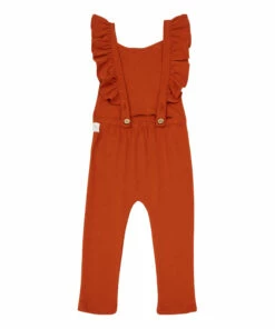 Organic Cotton Frill Jumpsuit Rust Bamboo Baby Fashion Baby 7 Organic Cotton Frill Jumpsuit Rust Bamboo Baby Fashion Baby -Baby Tops Elegant Store organic cotton frill jumpsuit rust bamboo baby fashion baby 3