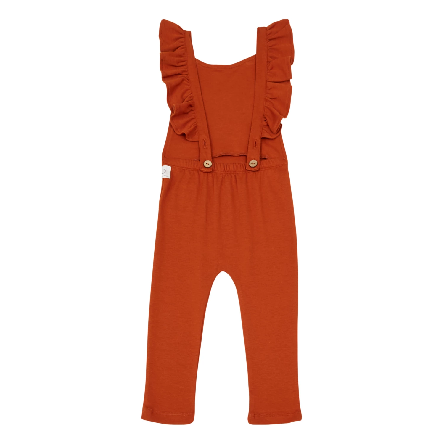 Organic Cotton Frill Jumpsuit Rust Bamboo Baby Fashion Baby 4 Organic Cotton Frill Jumpsuit Rust Bamboo Baby Fashion Baby - Image 4