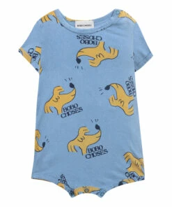 Organic Cotton Jersey Dog Playsuit Blue Bobo Choses Fashion Baby