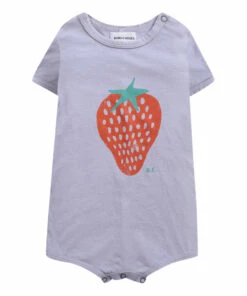 Organic Cotton Jersey Strawberry Playsuit Mauve Bobo Choses Fashion Baby