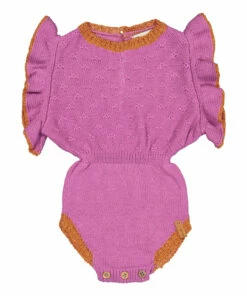 Organic Cotton Knitted Jumpsuit Mauve Piupiuchick Fashion Baby