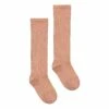 Organic Cotton Long Ribbed Socks Peach Gray Label Fashion Teen, Baby, Children