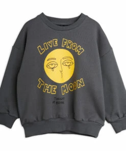 Organic Cotton Moon Sweatshirt Charcoal grey Mini Rodini Fashion Baby, Children