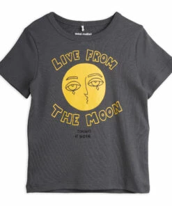 Organic Cotton Moon T-shirt Charcoal grey Mini Rodini Fashion Baby, Children