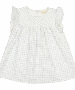 Organic Cotton Muslin Checked Dress Blue Búho Fashion Baby