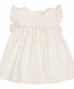 Organic Cotton Muslin Checked Dress Terracotta Búho Fashion Baby