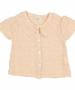 Organic Cotton Muslin Embroidered Blouse Powder pink Búho Fashion Baby