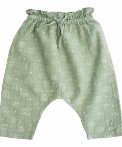 Organic Cotton Muslin Floral Harem Pants Sage Tocoto Vintage Fashion Baby