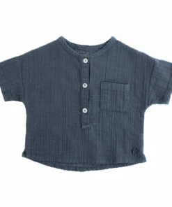 Organic Cotton Muslin Kurta Shirt Navy blue Tocoto Vintage Fashion Baby