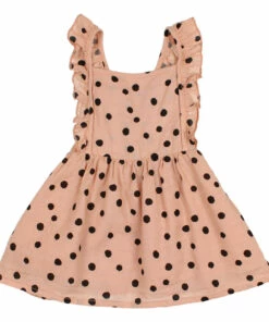 Organic Cotton Muslin Polka Dot Dress Dusty Pink Búho Fashion Baby