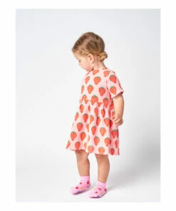 Organic Cotton Muslin Strawberry Dress Pink Bobo Choses Fashion Baby -Baby Tops Elegant Store organic cotton muslin strawberry dress pink bobo choses fashion baby 2