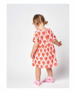 Organic Cotton Muslin Strawberry Dress Pink Bobo Choses Fashion Baby -Baby Tops Elegant Store organic cotton muslin strawberry dress pink bobo choses fashion baby 3
