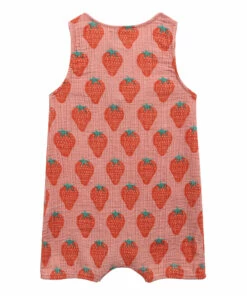 Organic Cotton Muslin Strawberry Playsuit Pink Bobo Choses Fashion Baby -Baby Tops Elegant Store organic cotton muslin strawberry playsuit pink bobo choses fashion baby 2