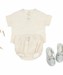 Organic Cotton Muslin Striped Bloomers Beige Búho Fashion Baby
