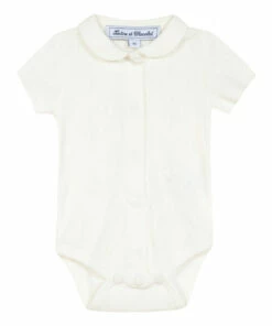 Organic Cotton Openwork Babygrow Ecru Tartine et Chocolat Fashion Baby