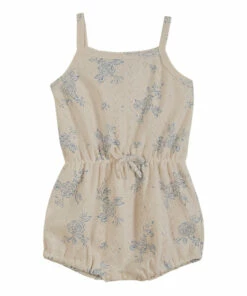 Organic Cotton Openwork Floral Sleeveless Romper Ecru Emile et Ida Fashion Baby