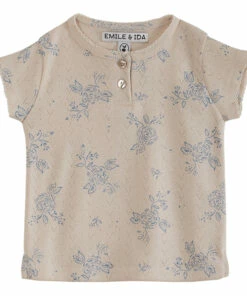Organic Cotton Openwork Flower T-shirt Ecru Emile et Ida Fashion Baby