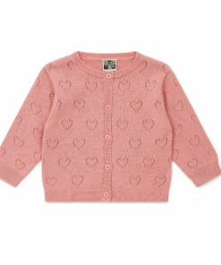 Organic Cotton Openwork Heart Cardigan Pink Bonton Fashion Baby, Children