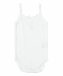 Organic Cotton Pointelle Baby Bodysuit White Suuky Fashion Baby