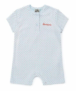 Organic Cotton Polka Dot Playsuit Blue Bonton Fashion Baby