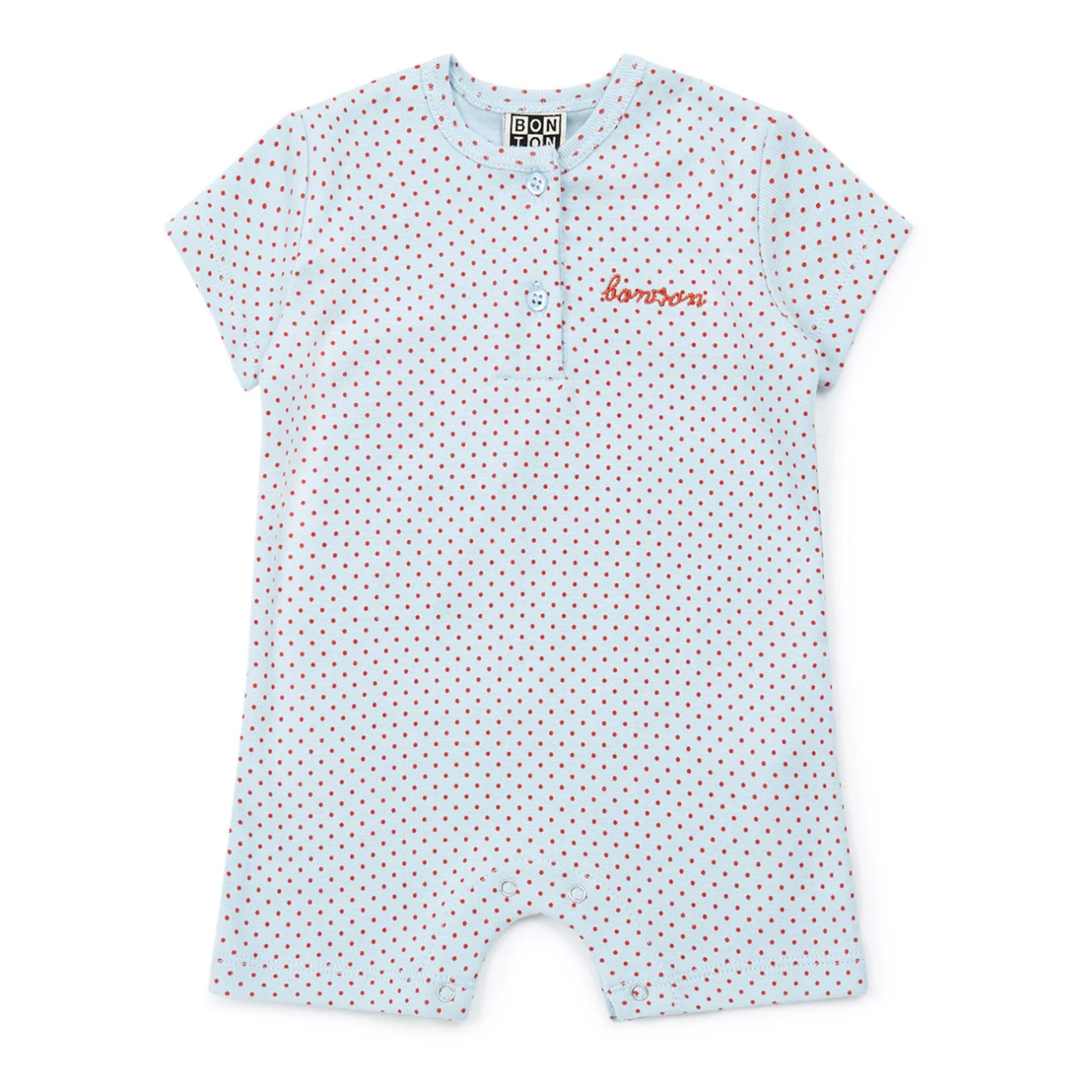 Organic Cotton Polka Dot Playsuit Blue Bonton Fashion Baby 1 Organic Cotton Polka Dot Playsuit Blue Bonton Fashion Baby