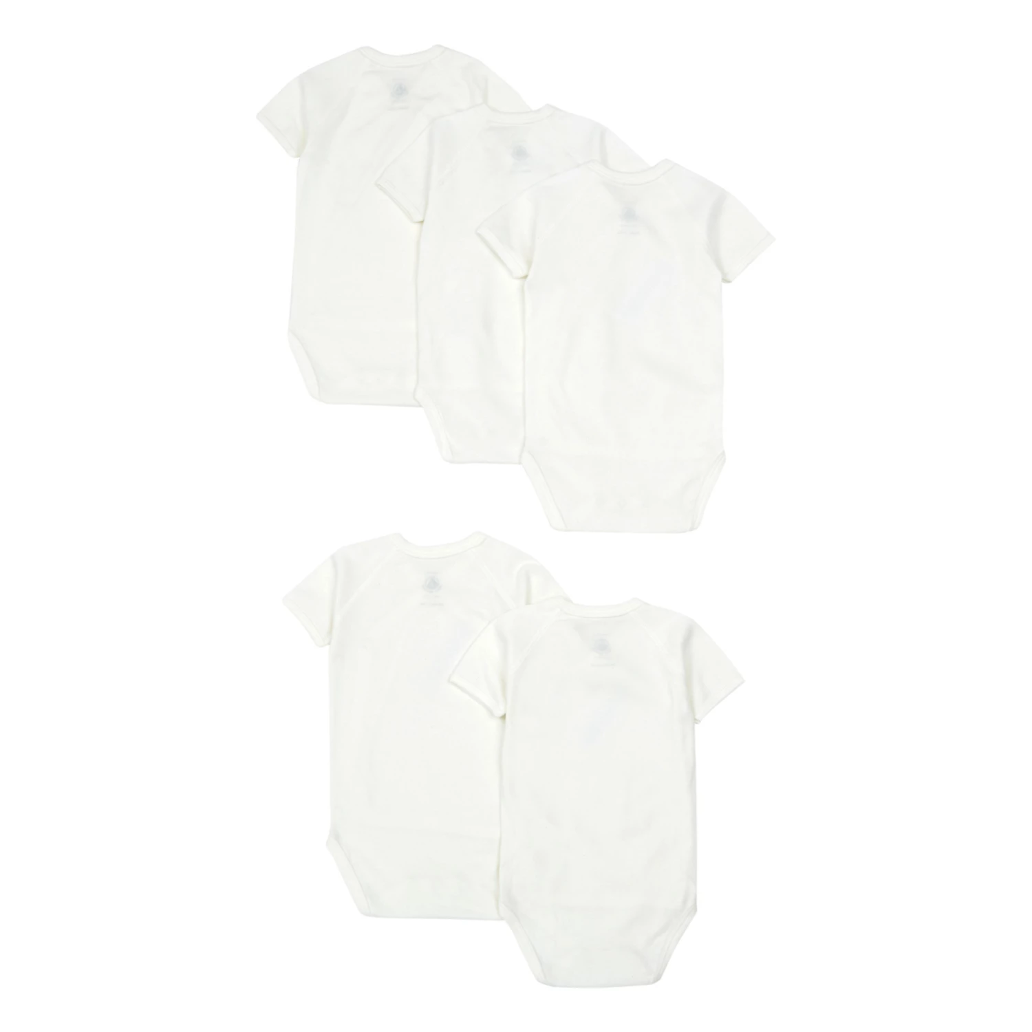 Organic Cotton Rabbit Baby Bodysuits - Set of 5 White Petit Bateau Fashion Baby 4 Organic Cotton Rabbit Baby Bodysuits - Set of 5 White Petit Bateau Fashion Baby - Image 4