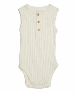Organic Cotton Ribbed Baby Bodysuit White Suuky Fashion Baby