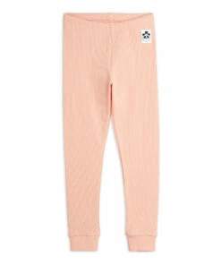Organic Cotton Ribbed Leggings Pale pink Mini Rodini Fashion Baby, Children