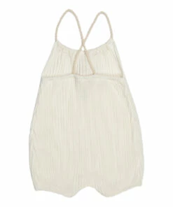 Organic Cotton Ribbed Pompom Romper White Suuky Fashion Baby -Baby Tops Elegant Store organic cotton ribbed pompom romper white suuky fashion baby 1