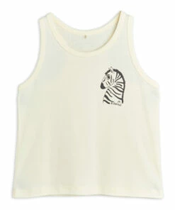 Organic Cotton Ribbed Tank Top Ecru Mini Rodini Fashion Baby, Children