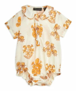 Organic Cotton Romper Beige Mini Rodini Fashion Baby